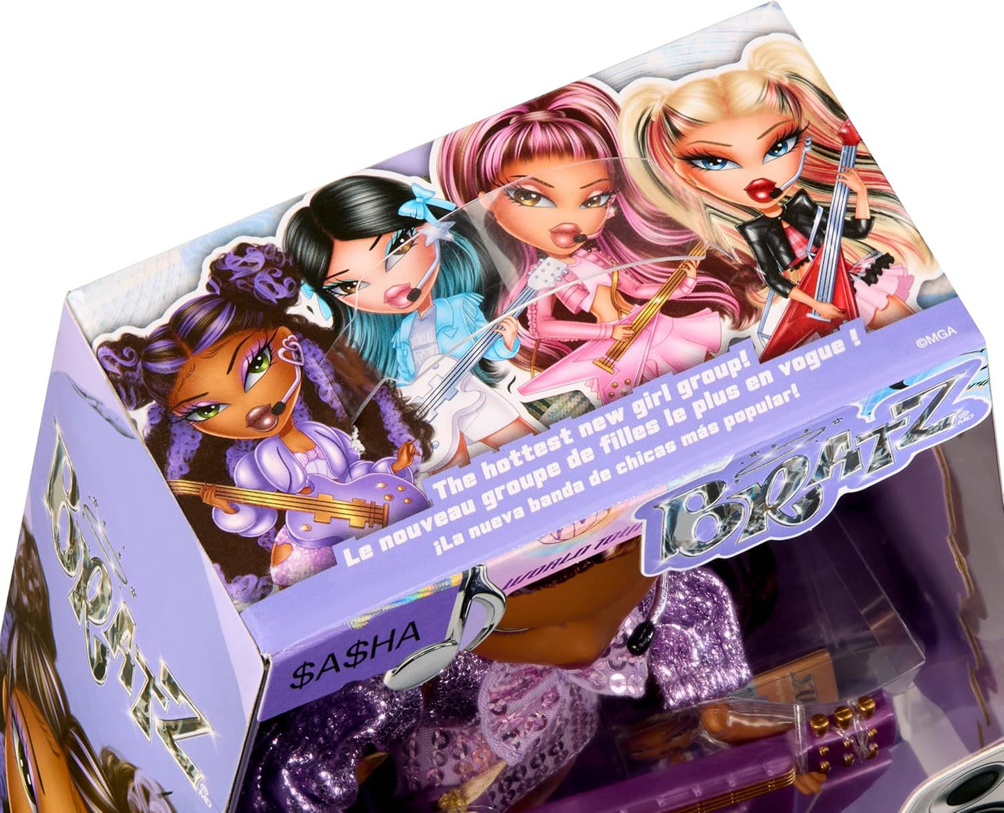 BRATZ Pop Starz Sasha – Poupée mannequin avec porte-clés, tenue et accessoires musicaux à collectionner