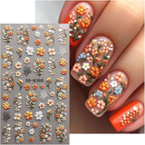JMEOWIO Autocollants de Nail Art 3D, Autocollants pour Nail Art, Autocollants pour Nail Art, Autocollants pour Nail Art, Autocollants pour Nail Art, 5D Stéréoscopiques, Feuilles d'herbes, Décoration de Nageldesign, 4 Feuilles