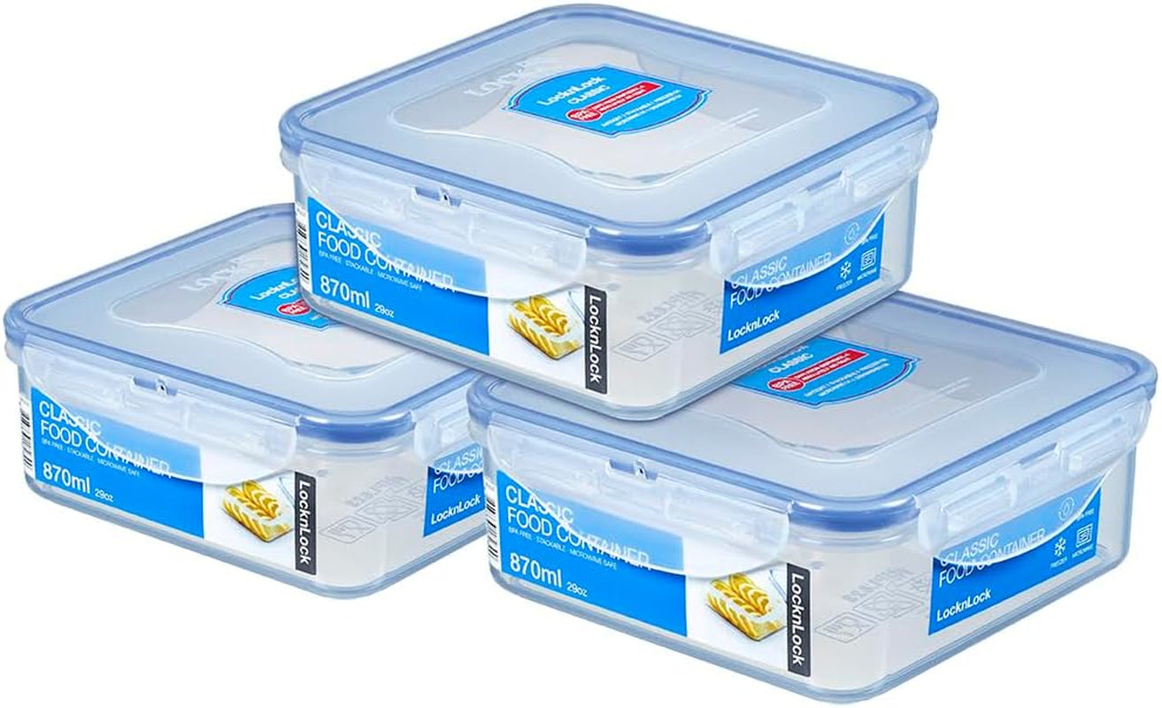 LocknLock PP Classic ensemble de pots de conservation des aliments 5 pièces | 180 ml, 350 ml, 600 ml, 870 ml, 3,6 L | 100 % étanche à l'air et à l'eau | sans BPA | organisateur de congélateur et de réfrigérateur | va au lave-vaisselle et au micro-ondes Boîtes de conservation des aliments Naty Shop Square 3 pcs.