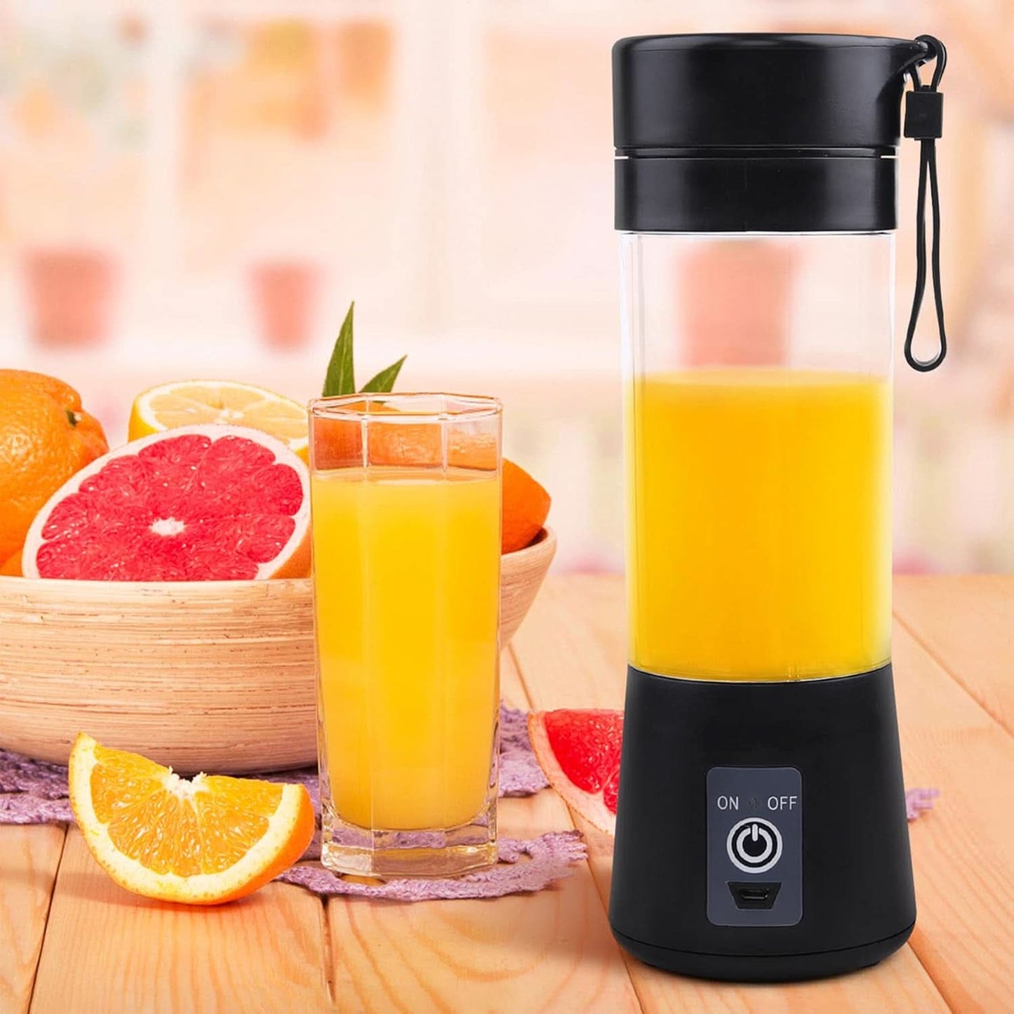 Mélangeur Smoothie Maker Entsafter: 380Ml Standmixer Persönlicher Shaker Proteinshake Mit 6 Edelstahlmesser Tragbar-Bpa-Freie Mit USB-Mixbecher Für Shakes,Saftoutdoor,Schwarz Bucatarie Naty Shop