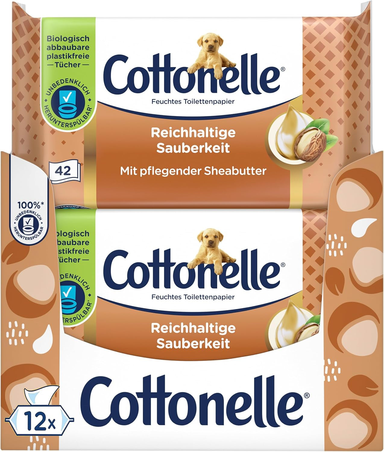 Lingettes humides, My Spa Experience - Cachemire et beurre de karité, biodégradables, sans plastique, refermables, pack économique, 12 X 42 lingettes humides