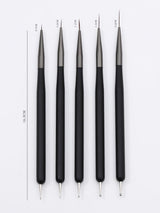 Pinceaux à ongles, 5 pièces, pinceaux à ongles, outils d'atelier punk, ensemble de pinceaux de conception malkunst pour linge de maison, détails de deux, tailles de peinture fines 7/9/11/15/22 mm, noir