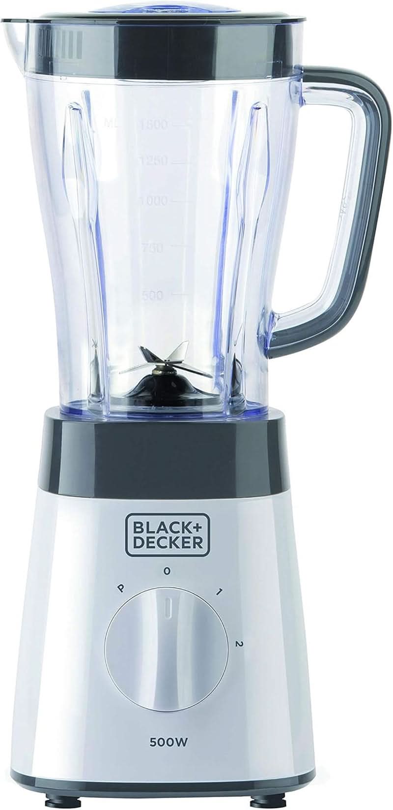 BLACK+DECKER Batteur sur socle | 500W | 2 vitesses | Fonction d'impulsion | Tapis Glask | 1,5L | Edelstahlmesser Mit 4 Klingen | Herausnehmbar Und Leicht Zu Reinigen | Weiß Und Grau Cuisine Naty Shop 500W Kunststoff