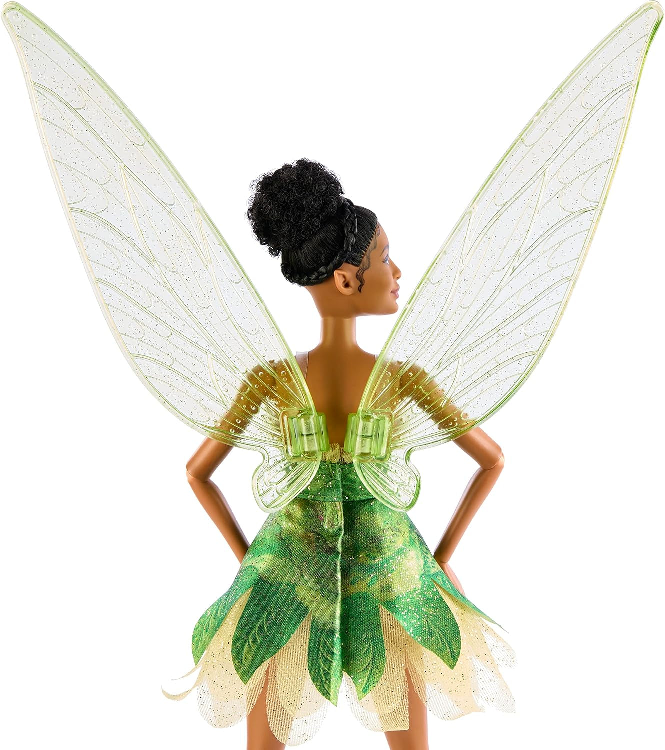 Disney Peter Pan et Wendy Fée Clochette Poupée avec ailes mobiles et robe verte inspirée du film, cadeau pour les enfants pour reconstituer des scènes ou leurs propres aventures HNY37