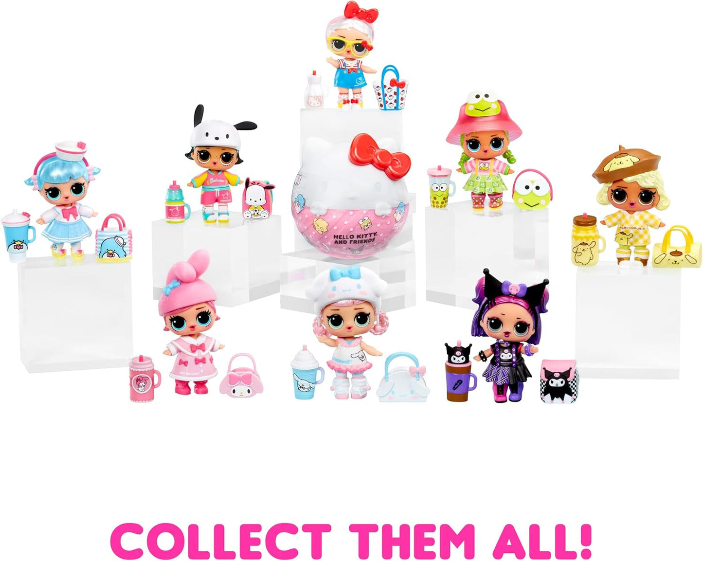 L.O.L. Surprendre! Loves Hello Kitty and Friends - 1 poupée avec 7 surprises, sélection aléatoire, 8 tout-petits à collectionner, cadeau pour les enfants de 4 ans et plus, poupées roses Naty Shop