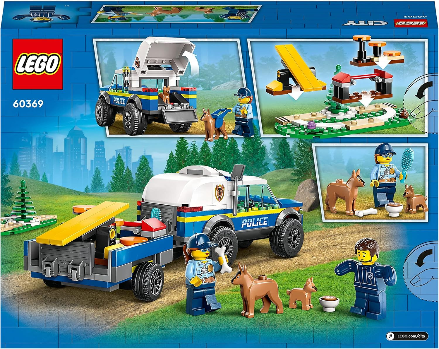 LEGO 60369 City Mobile Police Dog Training, voiture de police jouet avec remorque, figurines de chien et de chiot, ensemble d'animaux pour enfants à partir de 5 ans Besuche den LEGO-Store