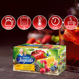 Babcia Jagoda - Thé aux fruits "Fruchtige Verführung" - 20 sachets de thé - Avec hibiscus, pomme, aronia, mûre, églantier, écorce d'orange - Goût de fruit intense, sans caféine, végétalien, naturel, Cay - 40G