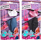 Simba Steffi Love Jeans et paillettes assortis de 2 façons UN article inclus Haut à paillettes avec jeans et accessoires de mode pour poupées de 29 cm Poupée non incluse à partir de 3 ans
