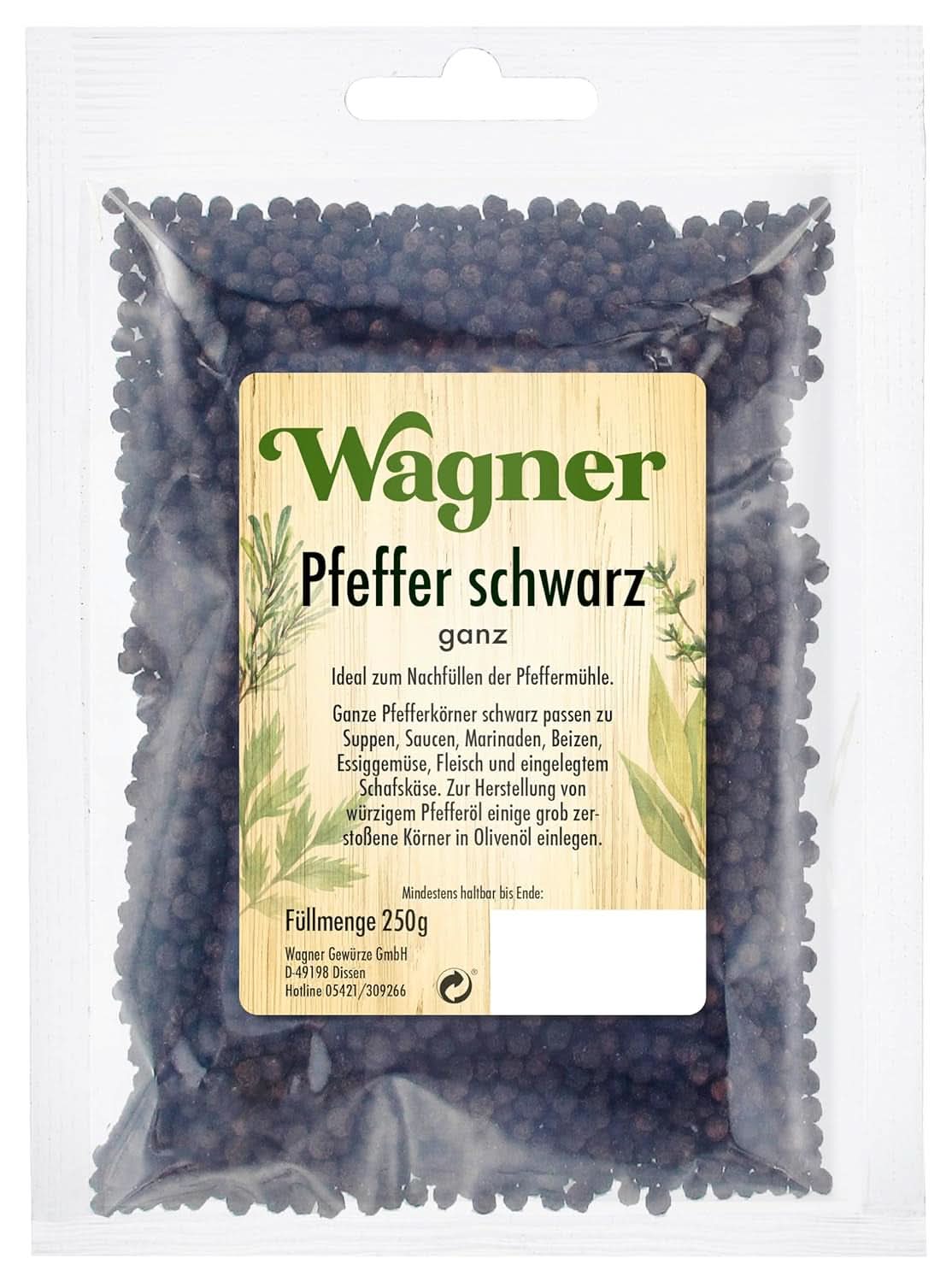 Poivre noir entier, 1 paquet (1 X 250 G) Épices Naty Shop 250 grammes