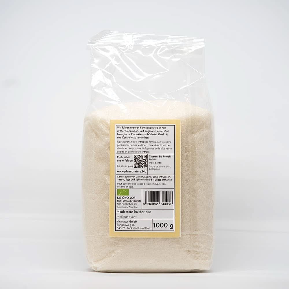 Sucre de canne brut bio, 1 Kg Édulcorants Naty Shop