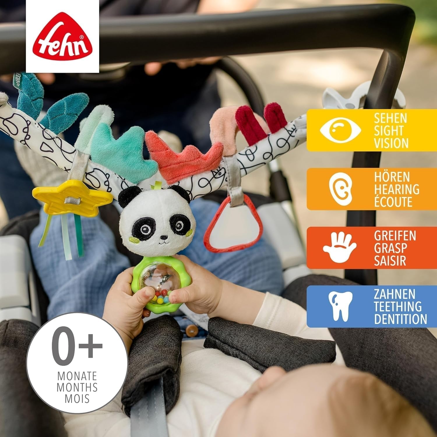 Chaîne de mobile pour bébé Fehn Panda Baby Mobile - chaîne de mobile pour bébé avec de jolies figurines - jouet pour bébé à suspendre flexible - jouet de poussette pour bébés et jeunes enfants à partir de 0 mois Baby Toys Naty Shop