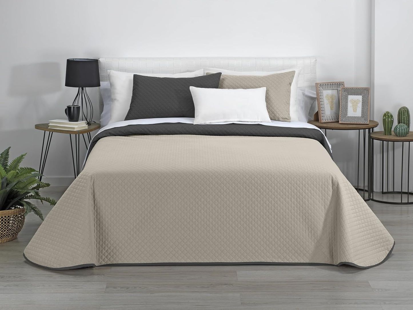 Estoralis | AVA | Courtepointe réversible | Pour toutes les saisons | Couleur - Gris/Anthracite | Pour lit 180 cm. (270 X 270 Cm. Ancho X Alto) | Couette matelassée Couettes et couettes Naty Shop