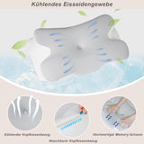 Oreiller cervical Oreiller orthopédique pour la tête Oreiller en mousse à mémoire de forme Oreiller à impact latéral - Conception ergonomique Forme creuse pour les impacts latéraux, dorsals et abdominaux Oreillers orthopédiques cervicaux gris clair Naty Shop