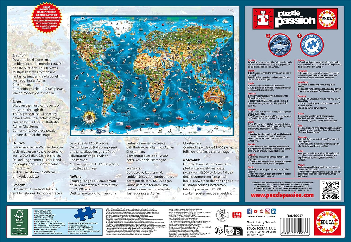 Educa - Merveille du monde, puzzle 12000 pièces adultes et enfants à partir de 14 ans, carte du monde (19057) Puzzle Naty Shop