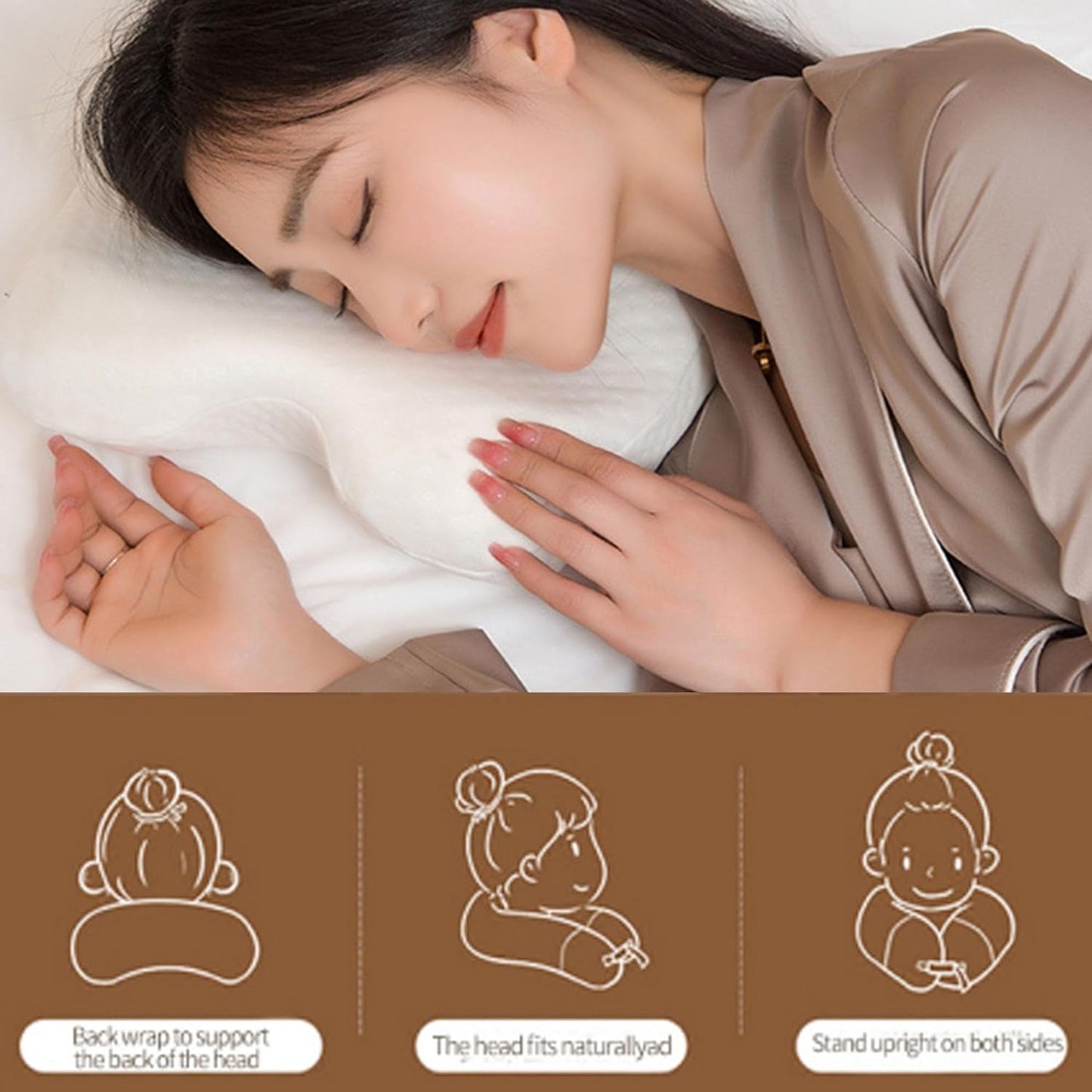 MINGZE Oreiller multifonctionnel en mousse à mémoire de forme, oreiller cervical en forme de U, oreiller de sommeil à rebond lent, oreiller à pression de rebond, oreiller en soie glacée pour la protection des mains et du cou, oreillers orthopédiques cervicaux Naty Shop