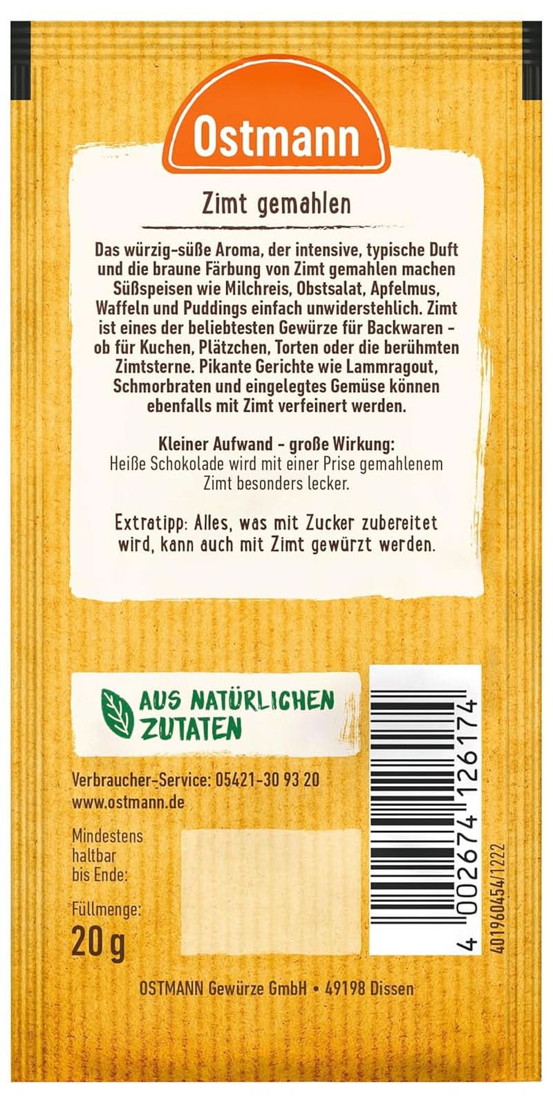 Ostmann - Cannelle moulue, 20 grammes Condimente Naty Shop