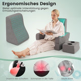 Oreiller de lecture pour lit et canapé, coussin de livre, librement combinable avec porte-boisson et housse lavable, oreiller de bureau réglable pour ordinateur portable pour lire, jouer, travailler, écrire (gris)