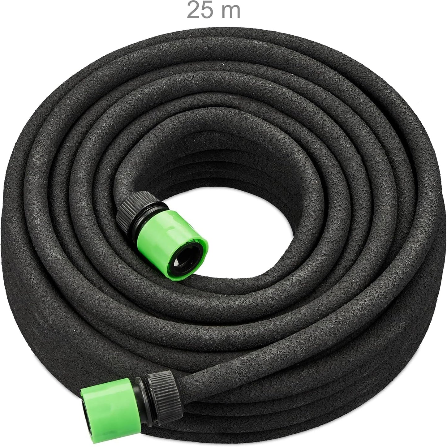 Tuyau d'arrosage Relaxdays 25 m, tuyau d'arrosage pour arrosage des couches hautes et des haies, tuyau d'arrosage noir