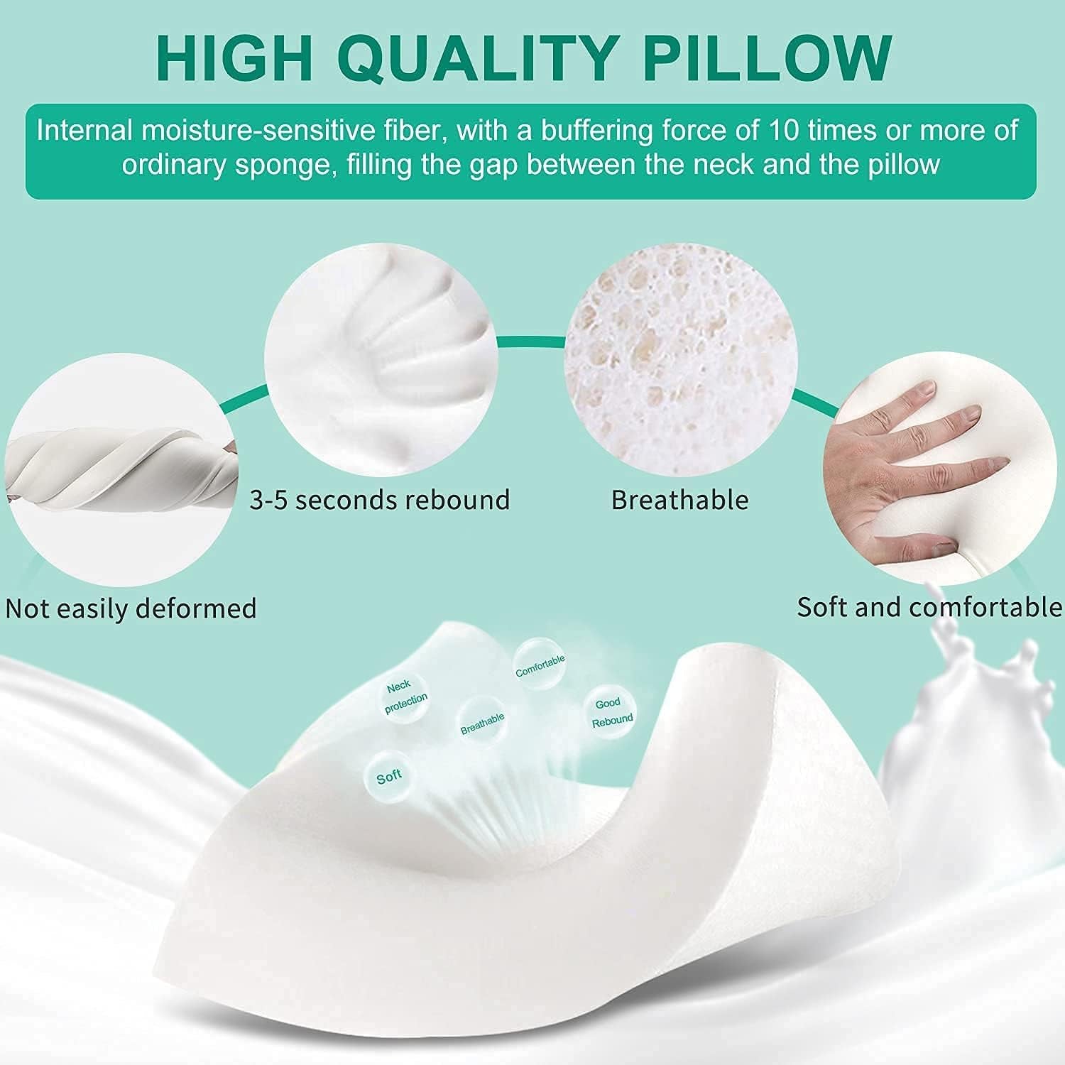 Fityou Oreiller en mousse à mémoire de forme Oreiller de soutien du cou Oreiller de couchage ergonomique Oreiller rafraîchissant Conception double face Housse de coussin lavable (67,5 x 40 x 13 cm) Oreillers orthopédiques cervicaux Naty Shop