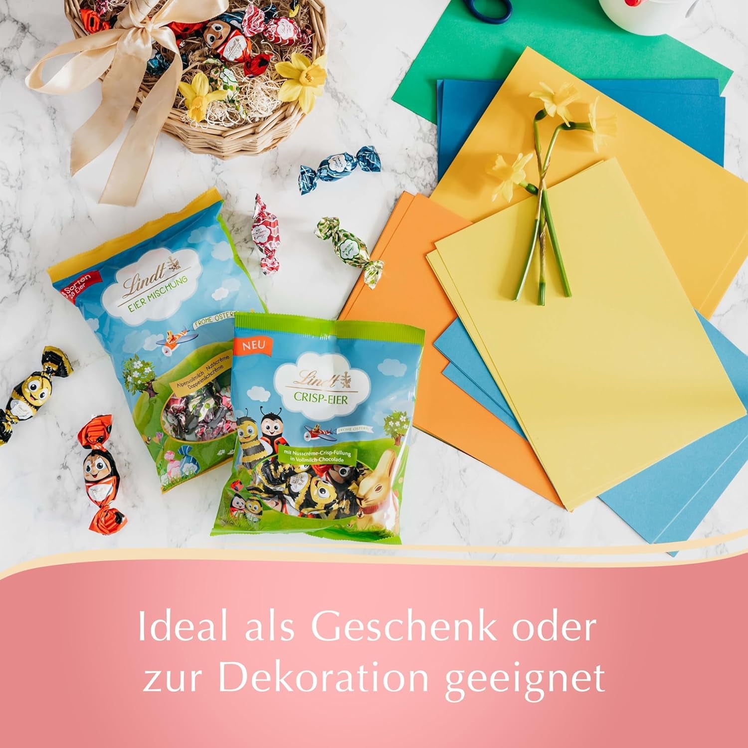 Œufs croquants au chocolat Lindt | Sachet de 86g | Œufs alpins en chocolat au lait fourrés à la délicate crème de noisettes croquante pour Pâques | Chocolat de Pâques pour les enfants | Cadeau de chocolat | Oeufs de Pâques | Oeufs en chocolat