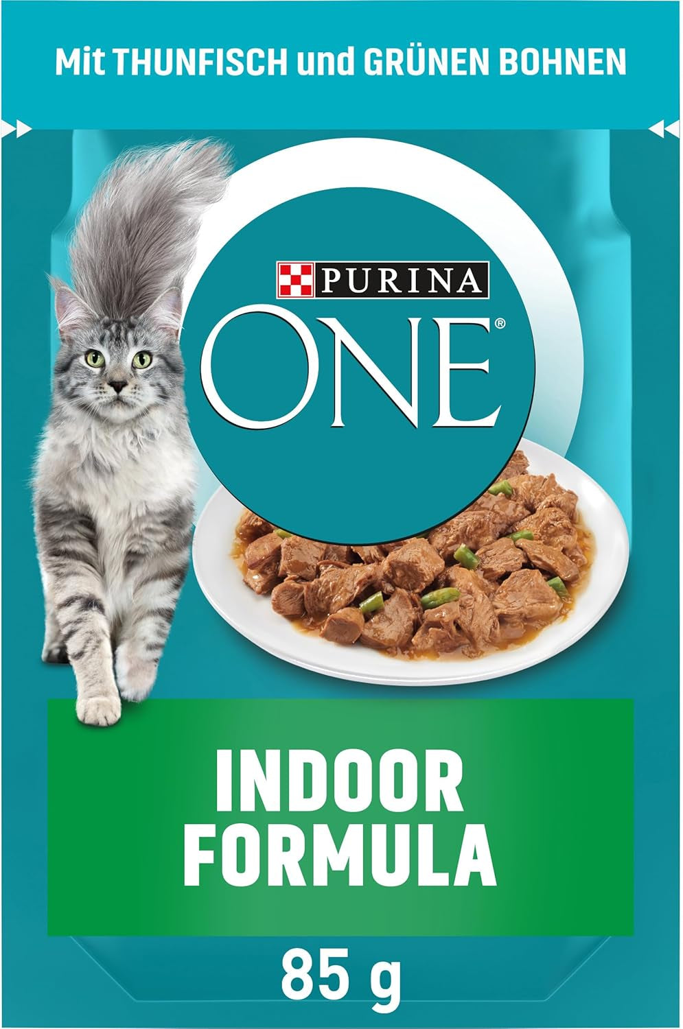PURINA ONE Indoor Formula Nourriture humide pour chat, morceaux tendres dans une sauce au thon maison, paquet de 26 (26 x 85 g)