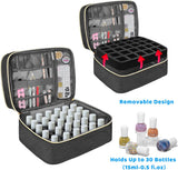 Sac organisateur de vernis à ongles, boîte de rangement double de vernis à ongles, organisateur de coffre pour le design des ongles, sacs cosmétiques pour 30 flacons de base Neonail (15 ml-0,5 fl. oz) et 1 lampe à ongles (noir)