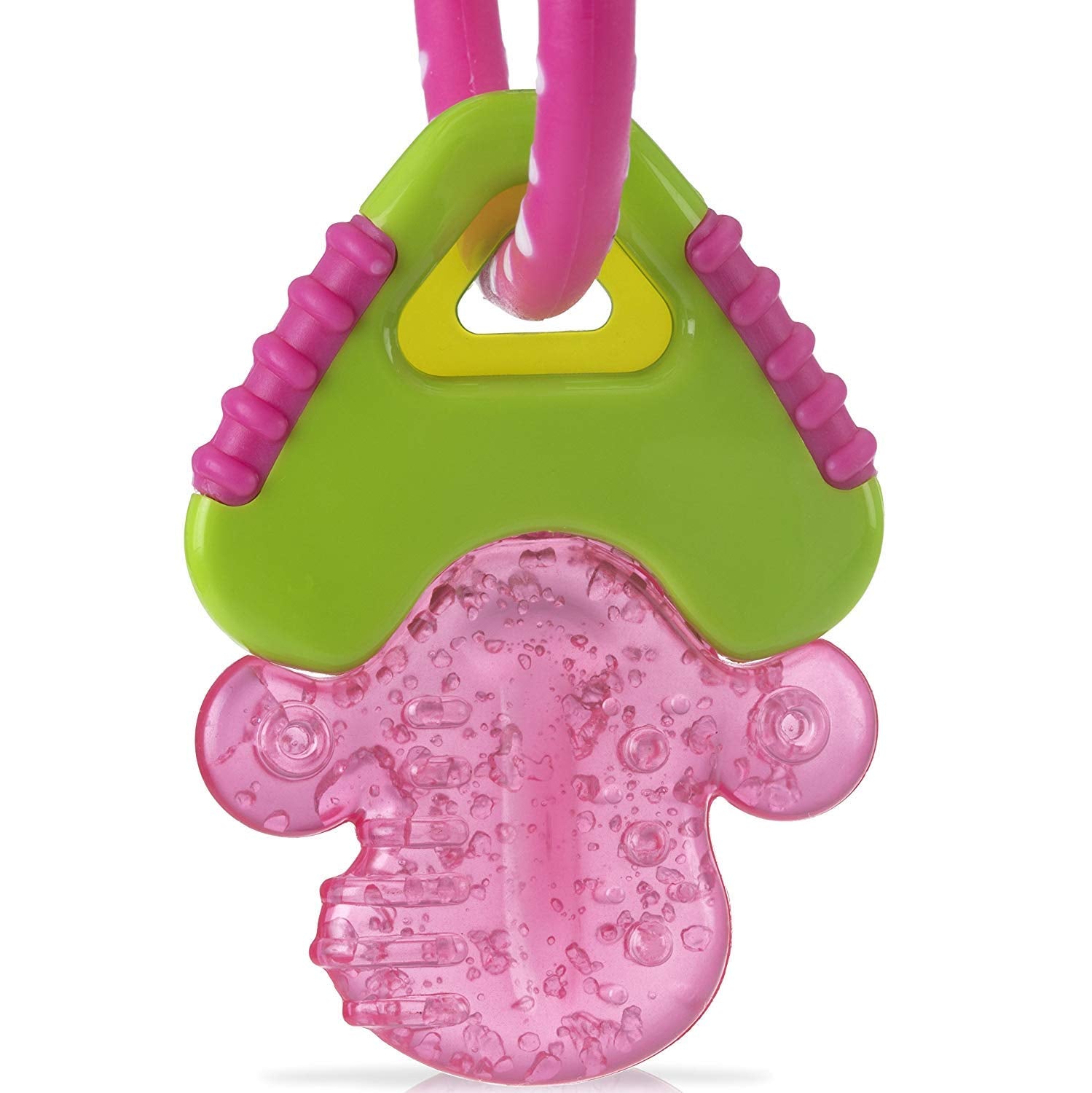 L'anneau de dentition Nuby pour bébés favorise la vue et la motricité ; le jouet de préhension de gel glacé atteint même les molaires ; à partir de 4 mois