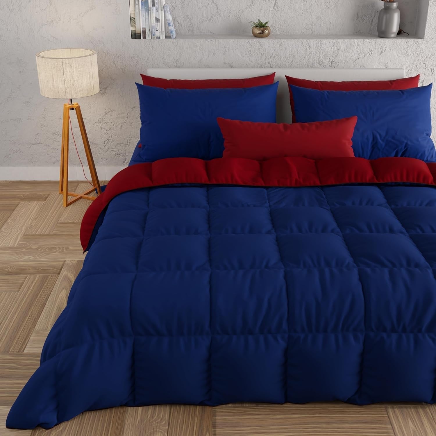 PETTI Artigiani Italiani - Couette d'hiver pour lit double, maxi, monochrome, double face, blanc, gris, 100% Made in Italy Couettes et couettes Naty Shop Blunotte Bordeaux 160 X 190 Cm