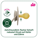 pincement - Vert Cerise | 0-6 mois | Paquet de 4 | Sucette pour bébé, adaptée à l'allaitement et à la dentition. Sucette durable, fabriquée à partir de matières premières naturelles, vert clair/marron