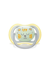 Philips AVENT Sucette de nuit Ultra Air pour bébés de 18 mois et plus qui brillent dans le noir, pack de deux nuages/tigre (modèle SCF376/01)