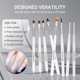 Sularpek 8 pcs Nagel Pinsel Set, Pinsel pour Gel Nail, Nageldesign Pinsel, Nail Art Dotting Tools, Nailart Pinsel pour Gel Acryl Nail Nailart