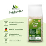 Son d'avoine bio Biocentral 1 kg | Forfait avantageux | Source de protéines riche en fibres | Naturellement végétalien | De l'agriculture de l'UE | Faible teneur en sucre