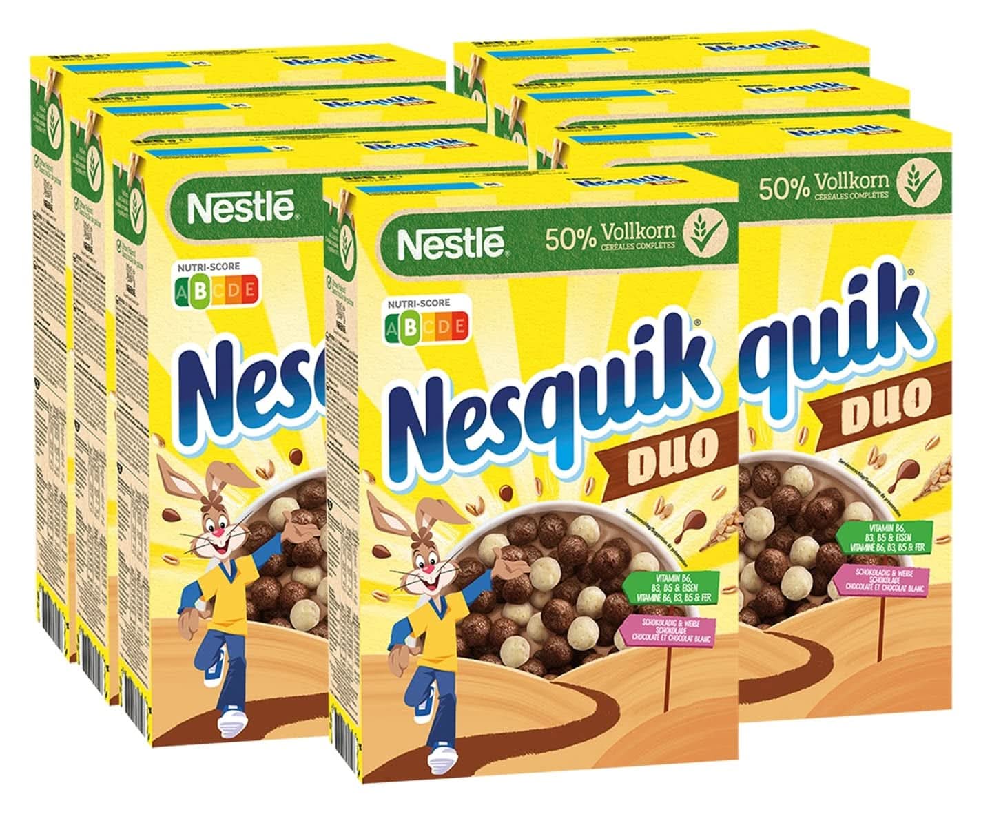 NESTLE Nesquik Duo, céréales au chocolat noir et blanc avec farine complète, paquet de 7 x 325 grammes de céréales Naty Shop