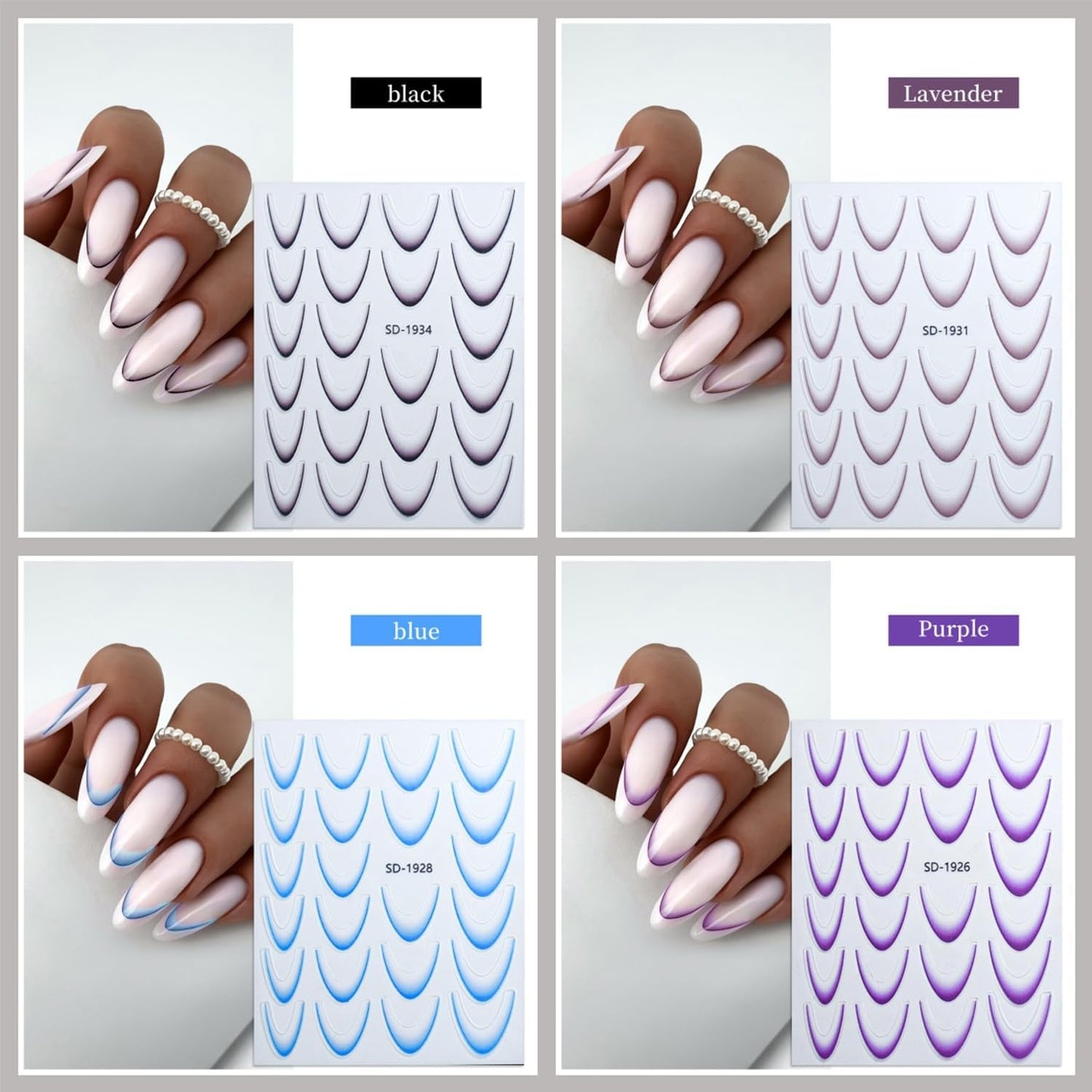 GZMAYUEN 12 couleurs français ongles autocollants 3D français dégradé couleur ongles autocollants auto-adhésif ongles conception ongles accessoires