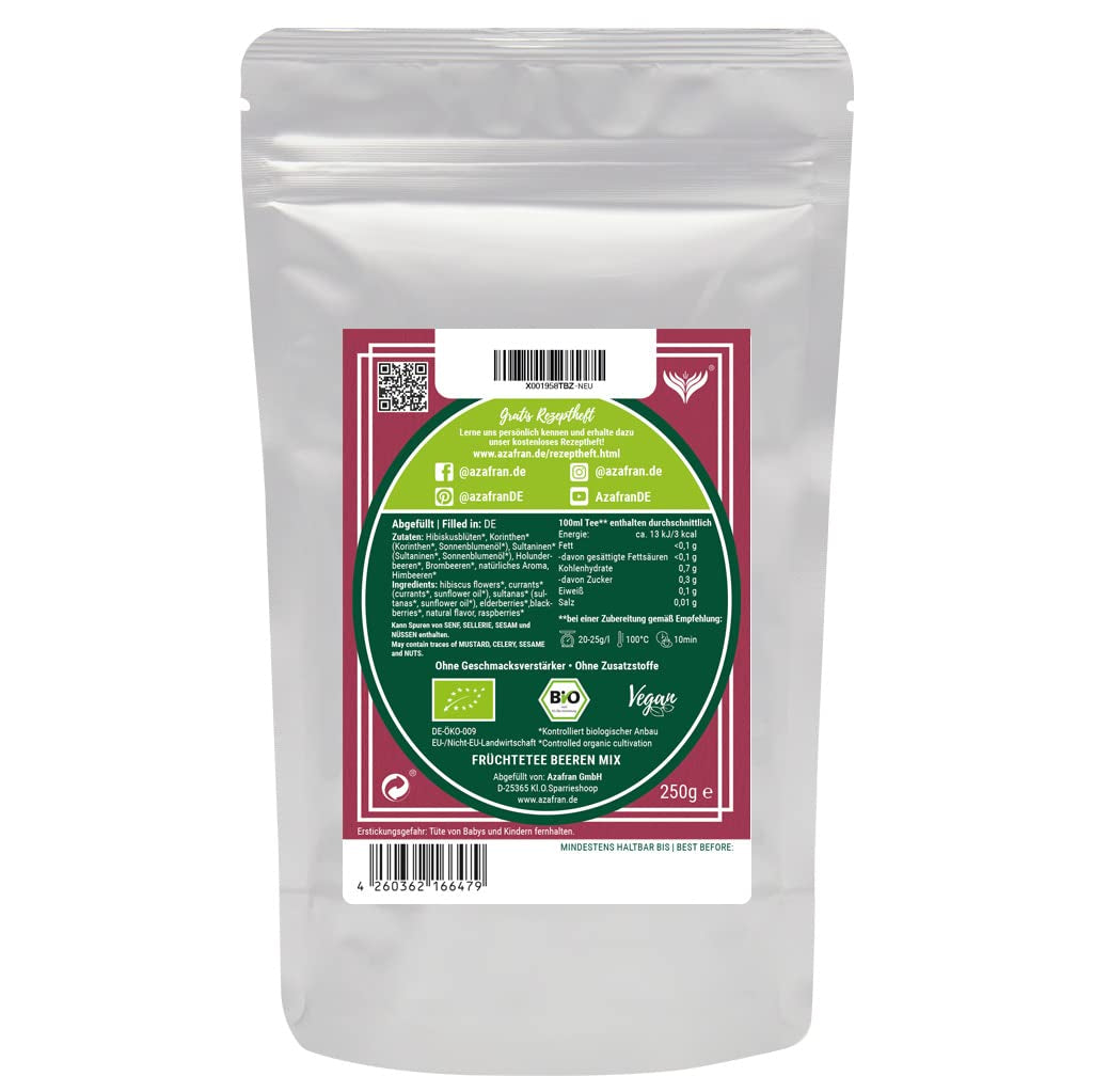 Azafran BIO Thé aux fruits Mélange de fruits rouges 250 g