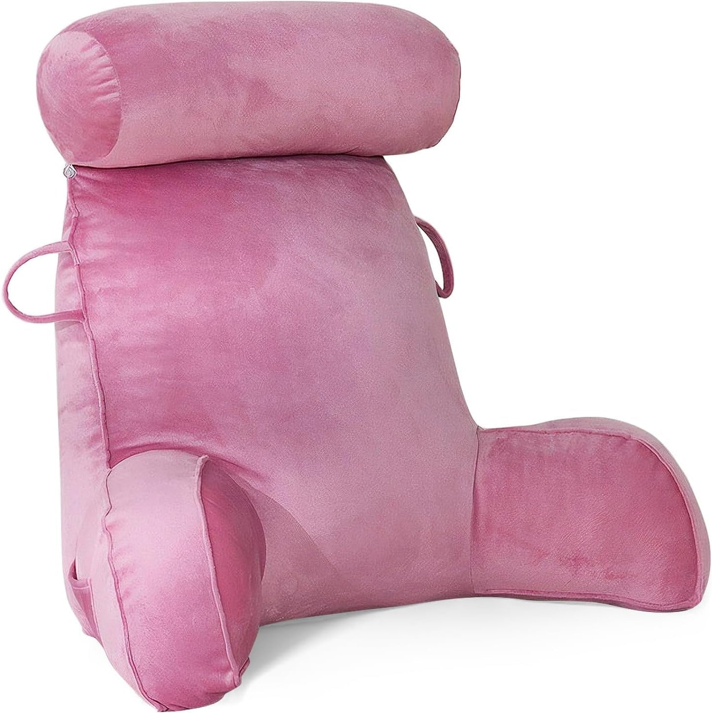 Oreiller de lecture XL pour lit et canapé avec tour de cou amovible, oreiller de dos idéal pour adultes avec mousse à mémoire de forme pour lire, travailler, jouer, regarder la télévision, se détendre (rose)