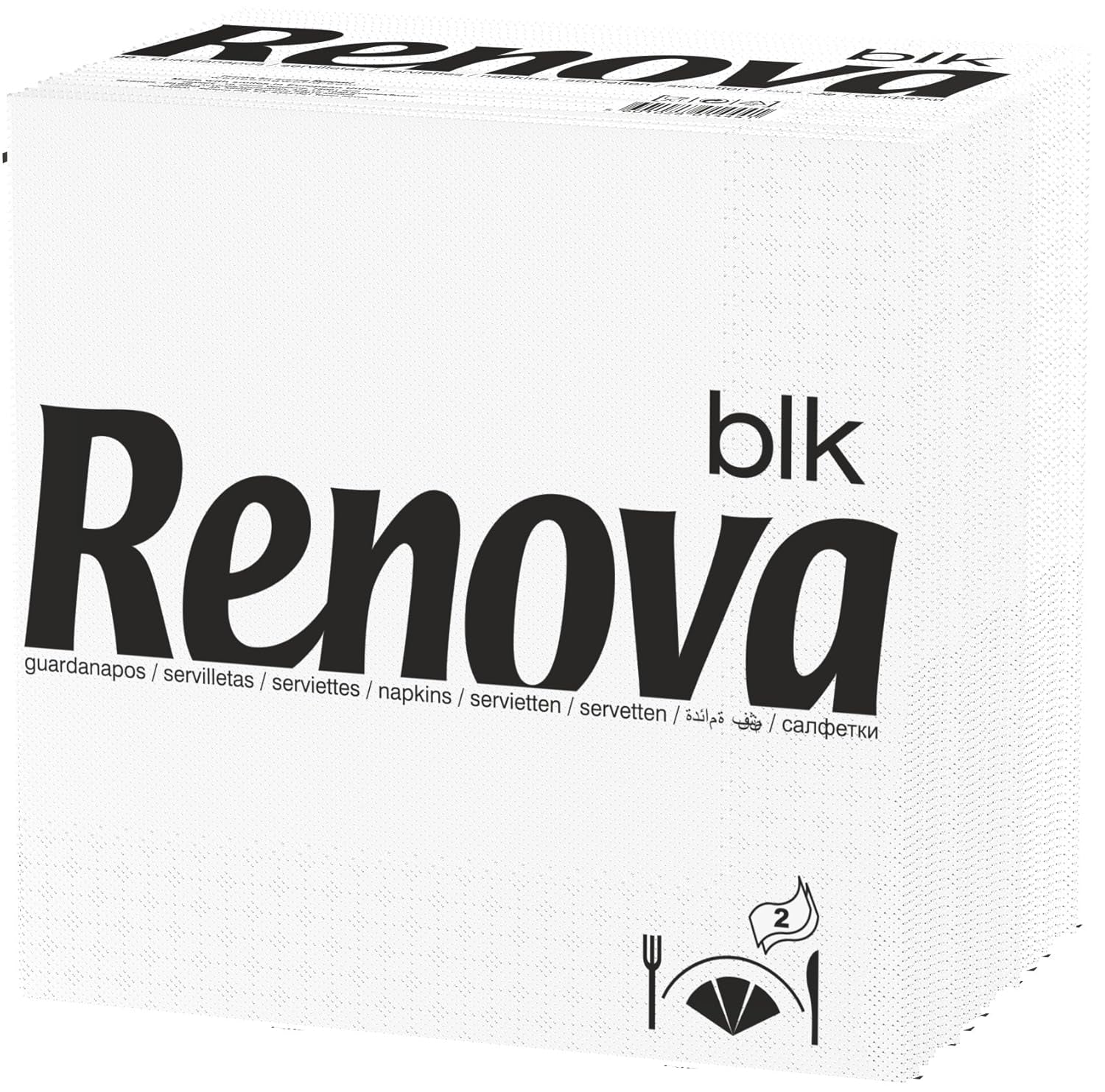 Grandes serviettes en papier blanc Renova, 75 serviettes