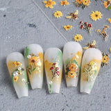 3 pièces Set d'autocollants pour ongles - Autocollants autocollants pour ongles avec fleurs et motifs bien-être - Autocollants pour nail art créatifs - Tatouages ​​et tatouages ​​créatifs