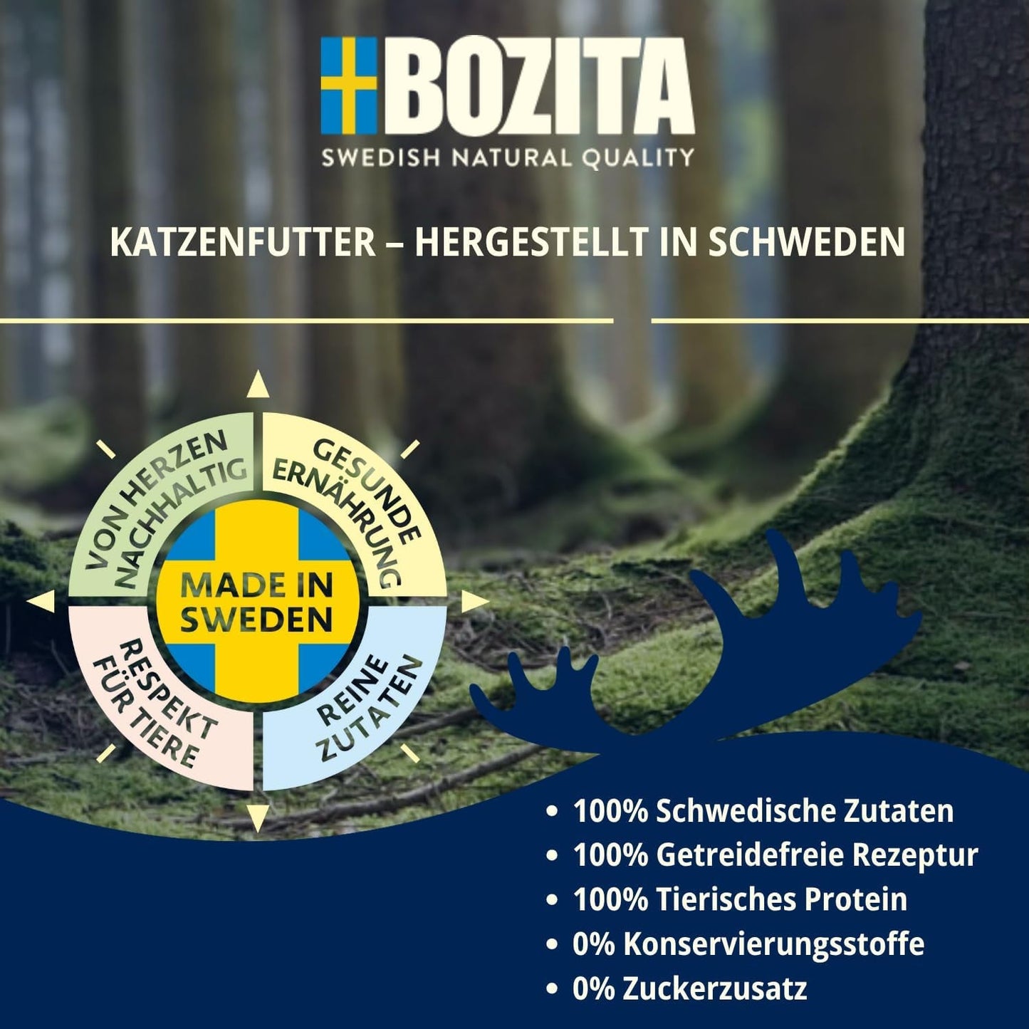 Bozita Mousse Ocean Mix - 12 x 85g nourriture humide pour chat au thon, saumon ou morue jaune - sans céréales, sans sucre et colorants artificiels - avec postbiotiques pour une flore intestinale saine