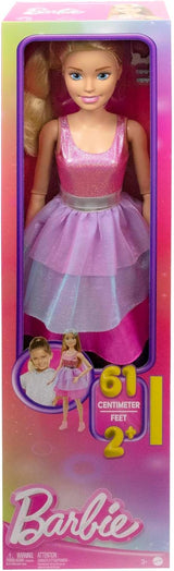 Poupée Barbie Extra Large (71 cm) - robe rose, cheveux blonds avec barrette et collier, cadeau pour enfants à partir de 3 ans, HJY02 Dolls Naty Shop
