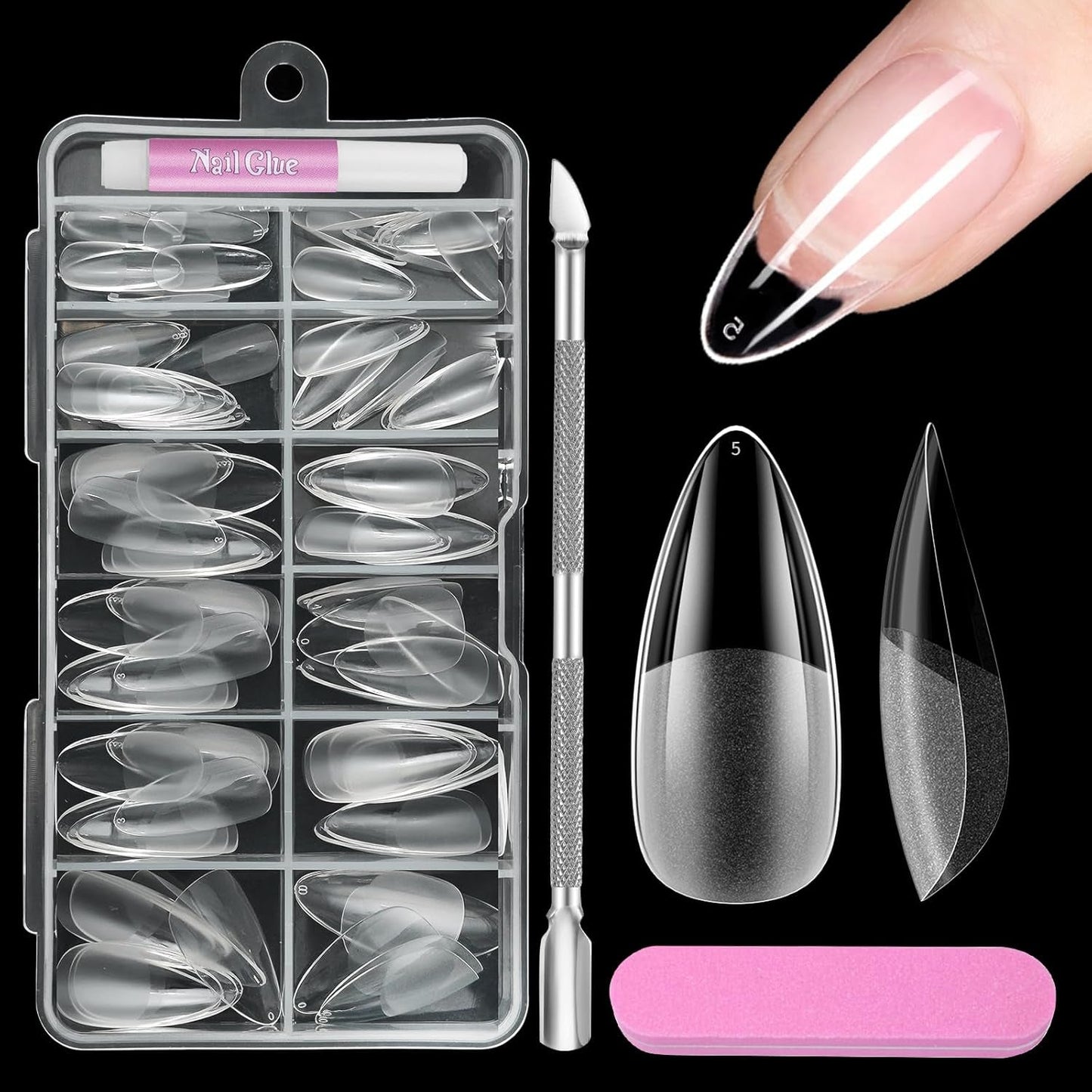 Full Cover Short Nails 120 pièces 12 tailles pointes d'ongles courtes pour ongles en gel colle sur ongles artificiels colle sur ensemble de lime à ongles polisseuse à ongles repousse-cuticules