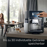 Machine à expresso entièrement automatique Siemens EQ700, grand écran TFT couleur, 36 boissons chaudes et froides, infusion froide, fonction 2 tasses, contrôle par application, système de nettoyage automatique, acier inoxydable noir, TQ717D03
