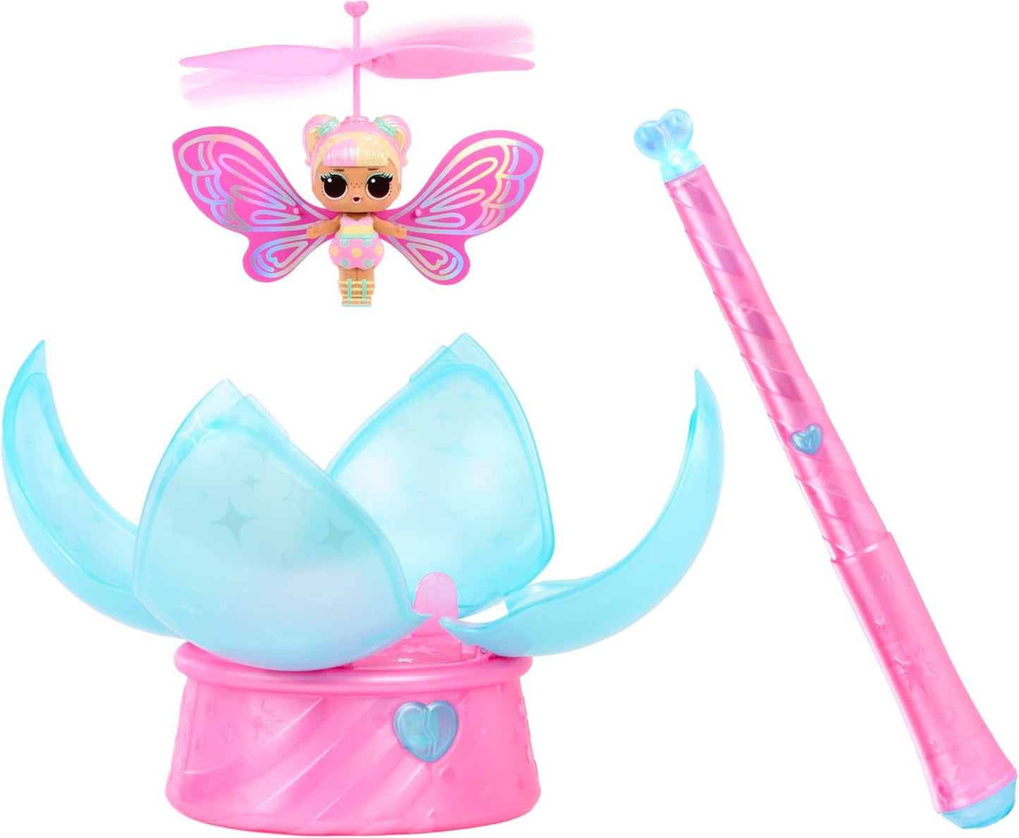Mdr Surprise ! Magic Flyers Fairies Tots - Flower Child - Comprend 1 poupée et 1 baguette magique dans un paquet en forme de fleur, 2 à collectionner, Rose