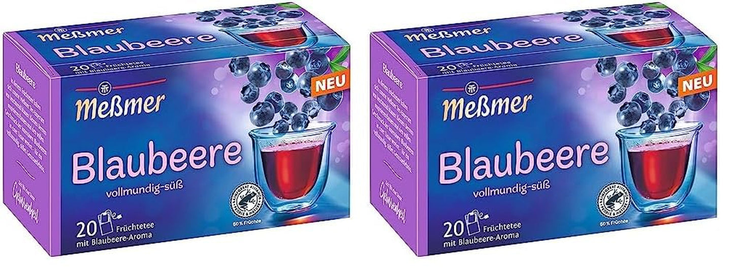 Myrtille Messmer | 20 sachets de thé | Sans gluten | Sans lactose | Végétalien (paquet de 2)