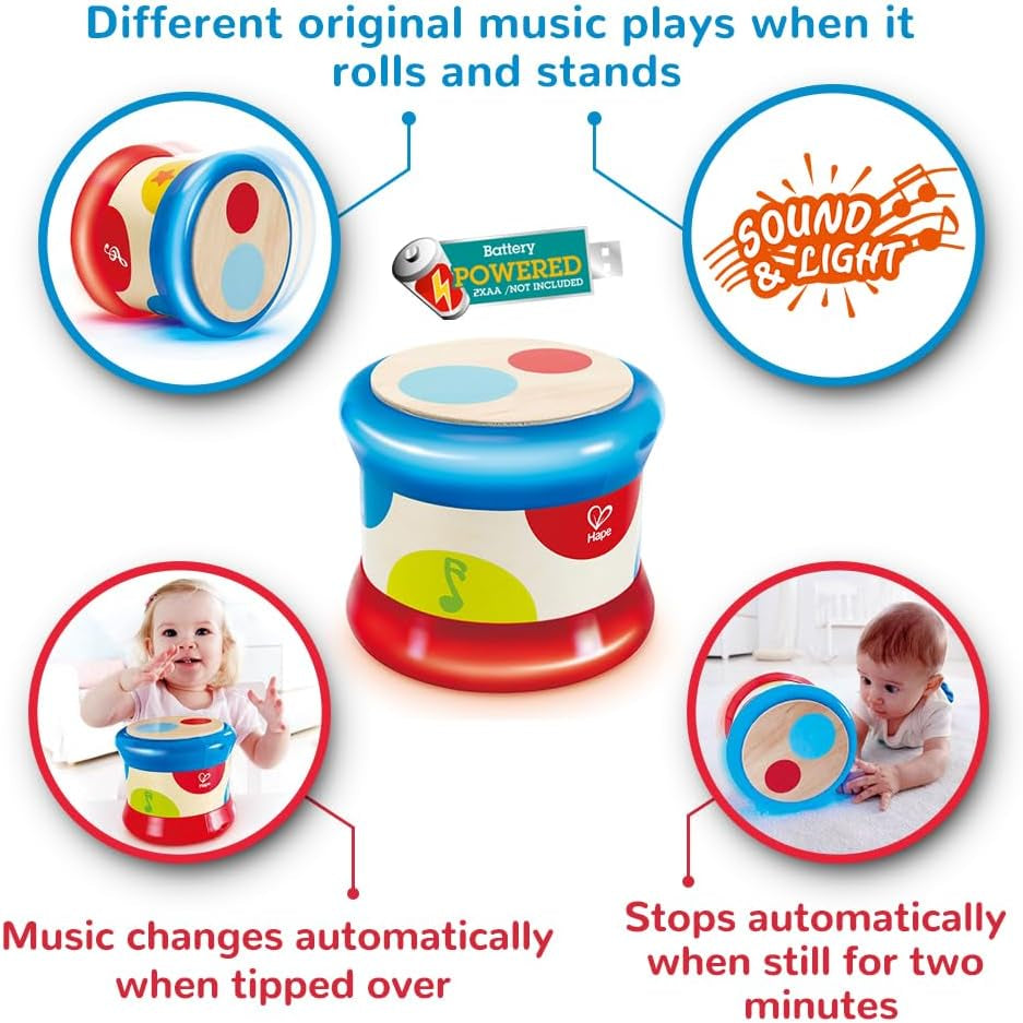 Hape Bébé Tambour | Jouet musical roulant pour les petits pour apprendre le rythme et les différents sons, à piles, à partir de 6 mois Baby Toys Naty Shop