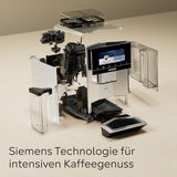 Machine à expresso automatique Siemens EQ900, grand écran couleur TFT, 2 réservoirs à grains, 36 boissons chaudes et froides, café froid, super silencieux, fonction deux tasses, contrôle par application, acier inoxydable, TQ907D03