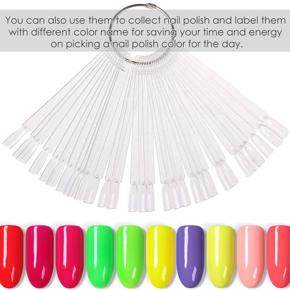 150 pièces Nail Art Tips Ring Stick, Transparent Farbe Karte Platten Nagelleck Display Ring Sticks, Nagel Salon Übungen Display Nail Tips