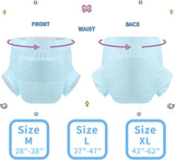 CutiePlusU Couches pour adultes, surface sèche, absorption maximale pendant la nuit, couche jetable pour incontinence – Bleu, lot de 2 (moyen 71-96 cm)