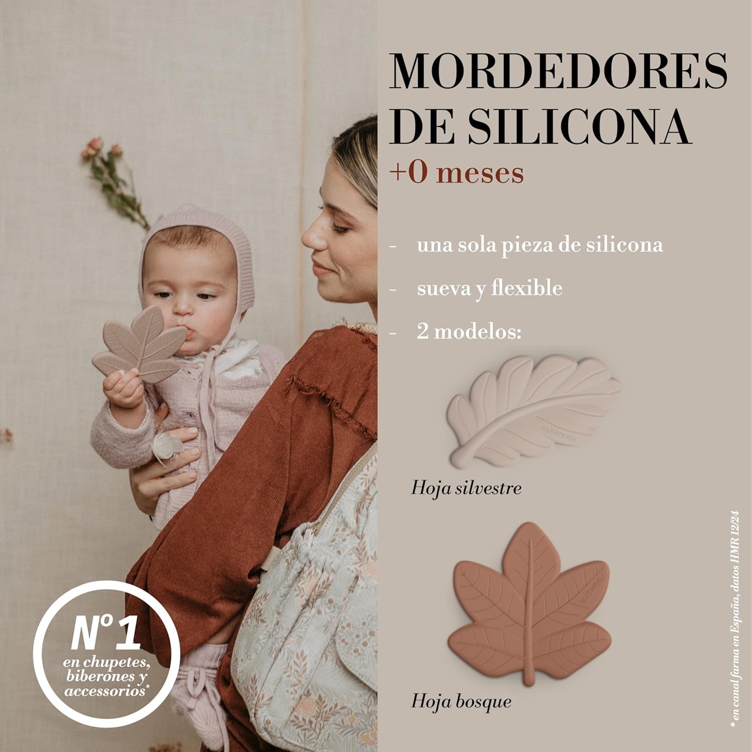 Suavinex, dans le silicium de la dentition, est unique. Doux, flexible, sûr. Calmează și ameliorează gingiile bebelușului. Ergonomique, facile à saisir, texturé/relief. Design avec forêt, Poésie, Vert