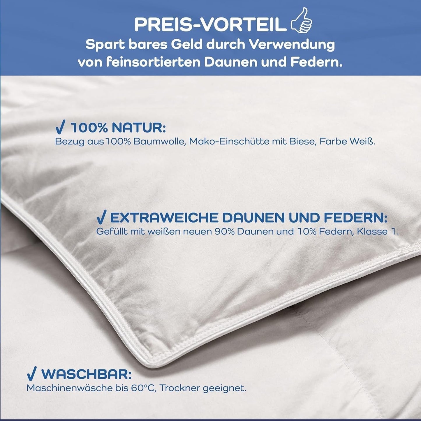 Couette confort, (90 duvet / 10 plumes), blanc, 155 X 220 Cm Couettes et couettes Naty Shop